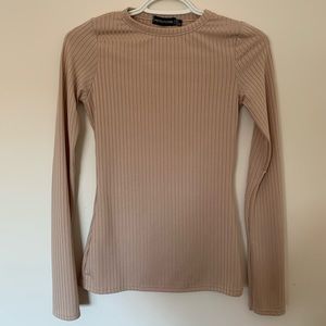 Pretty Little Thing Blush Pink Ribbed Long Sleeve